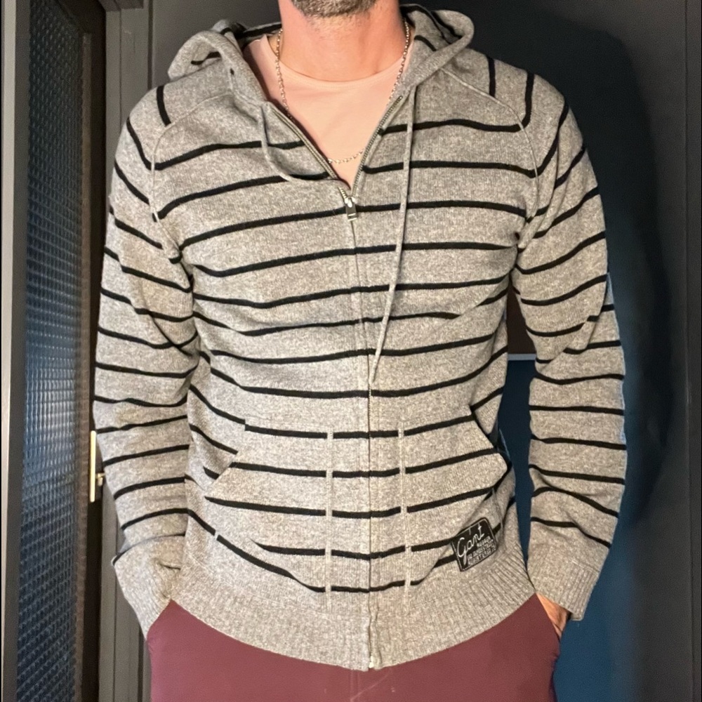 Wool striped hoodie